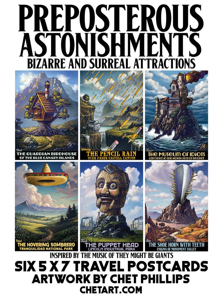 Preposterous Astonishments- Set of Six 5 x 7 postcards for wholesale by ChetArt