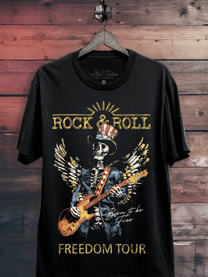 Lotus Fashion Collection - Wholesale T-shirt (graphic) – women's - Rock & Roll Freedom Tour Graphic Top