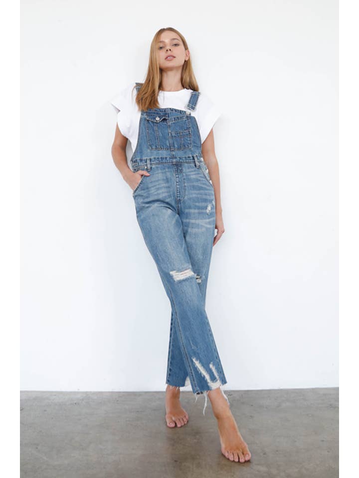 Insane Gene USA - Wholesale Overalls - Women's - Distressed Raw Hem Straight Overalls4