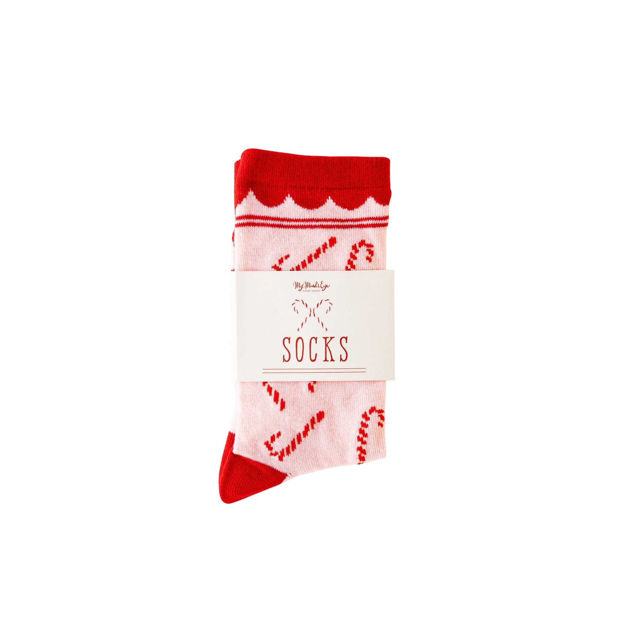 My Mind’s Eye - Vente Chaussettes – unisexe - WHM1052 - Chaussettes festives rouges à motifs cannes de bonbon Whimsy Santa1