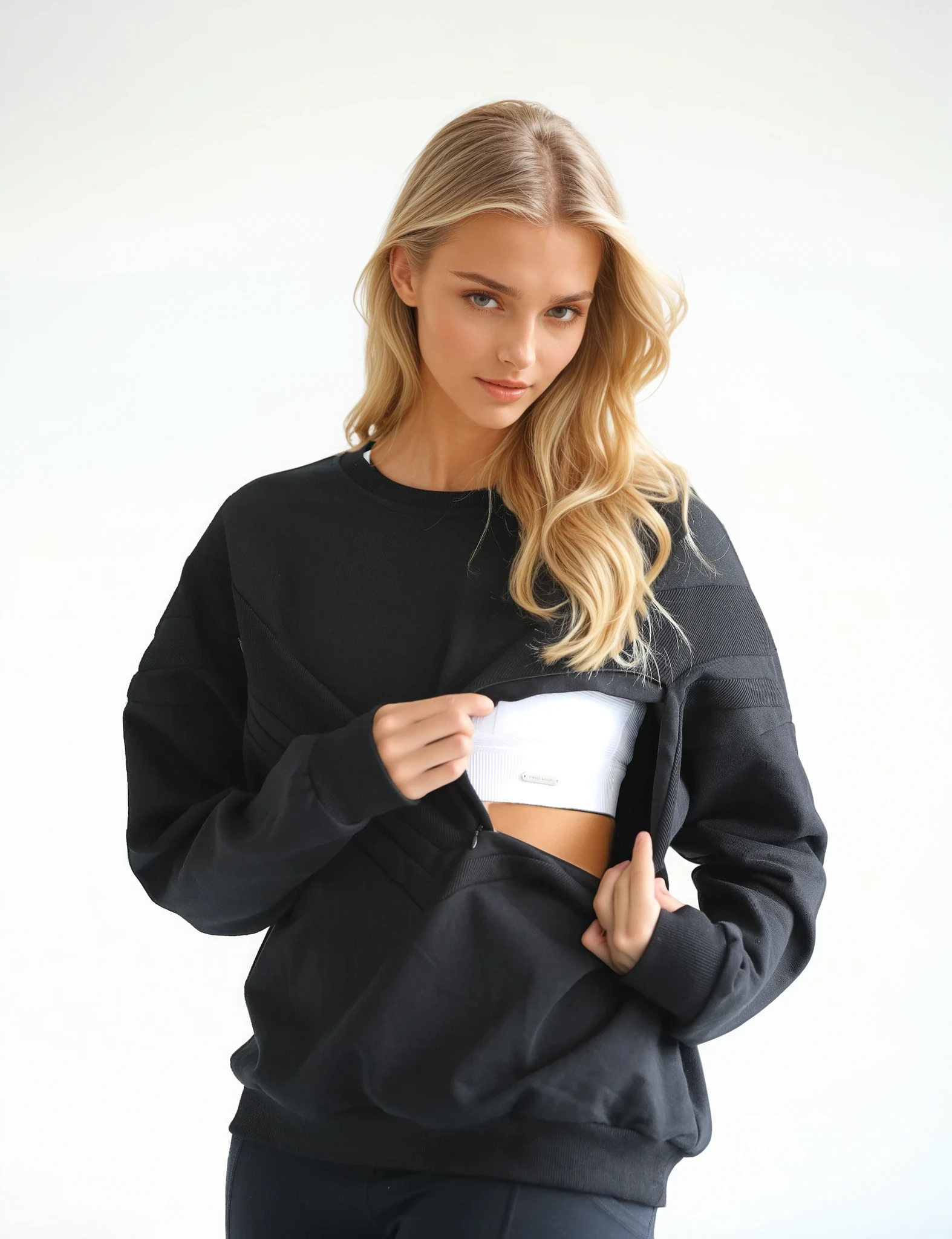 Noir Isabella Organic Oversized Nursing & Pregnancy Sweatshirt for wholesale on Faire1