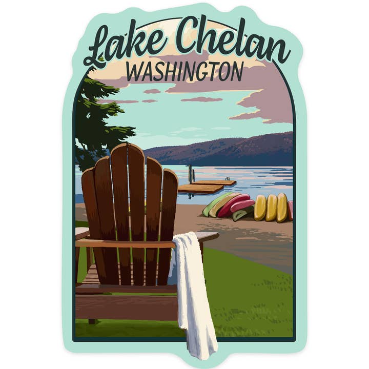 Pegatina de vinilo Chelan, Washington, Lake Chelan, Adirondack... para venta al por mayor de Lantern Press