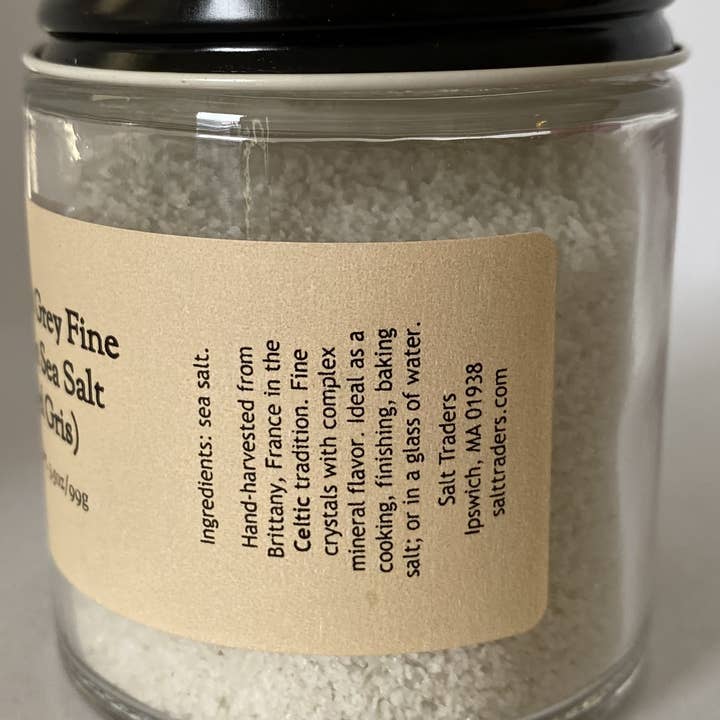 Salt Traders - Wholesale Salt - French Grey Sea Salt Fine Grain Celtic - 3.5 oz. Glass Jar