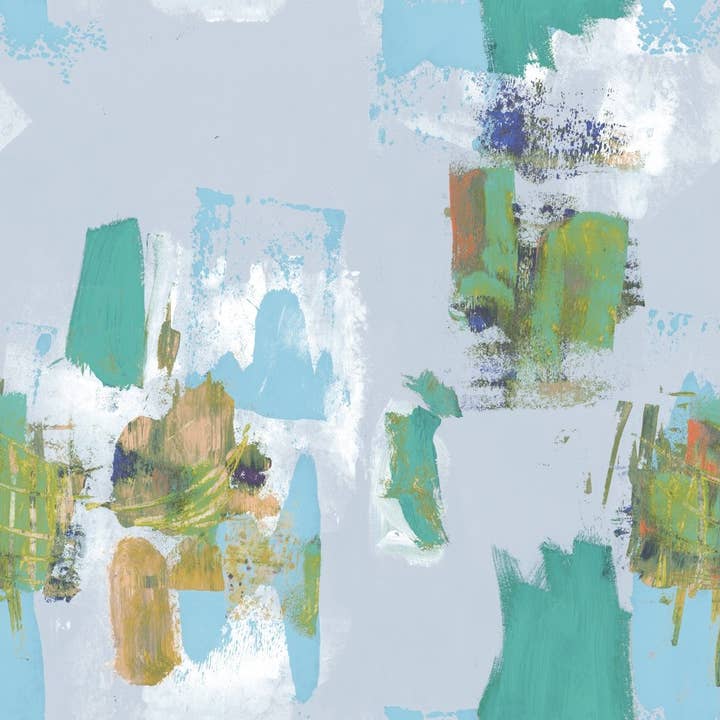 Abstract Painterly Wallpaper- Pastel Blues por atacado de Sharon Jane Studio