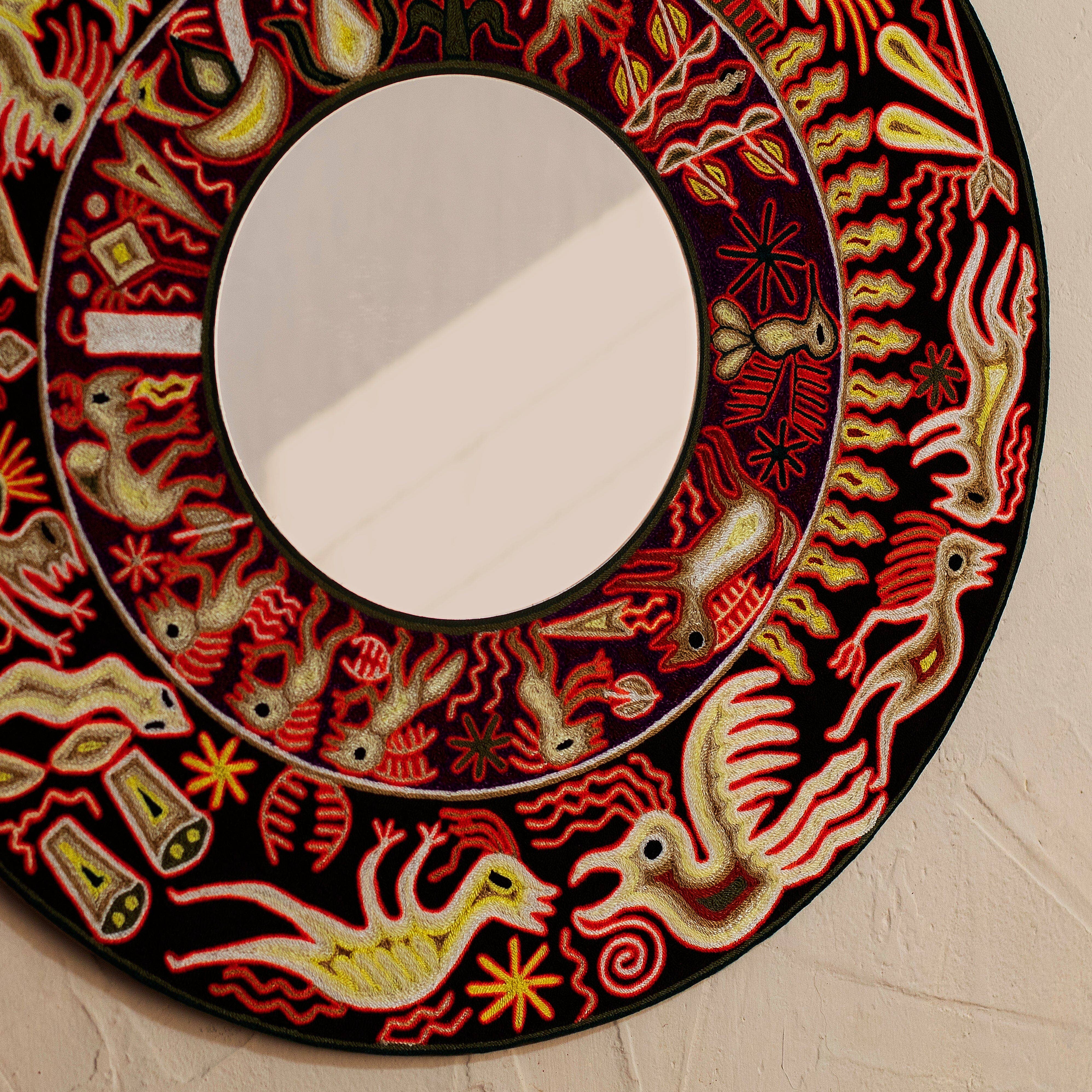 Mother Sierra - Wholesale Wall Mirror - Sol Bohemio — Earth-Toned Hand-Embroidered Mirror3