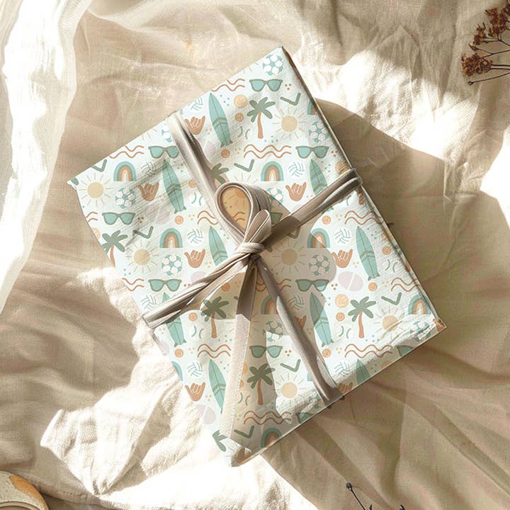 Carta regalo con illustrazione originale 'Beach vibes only' per la vendita all'ingrosso da parte di NynkeOntwerpt