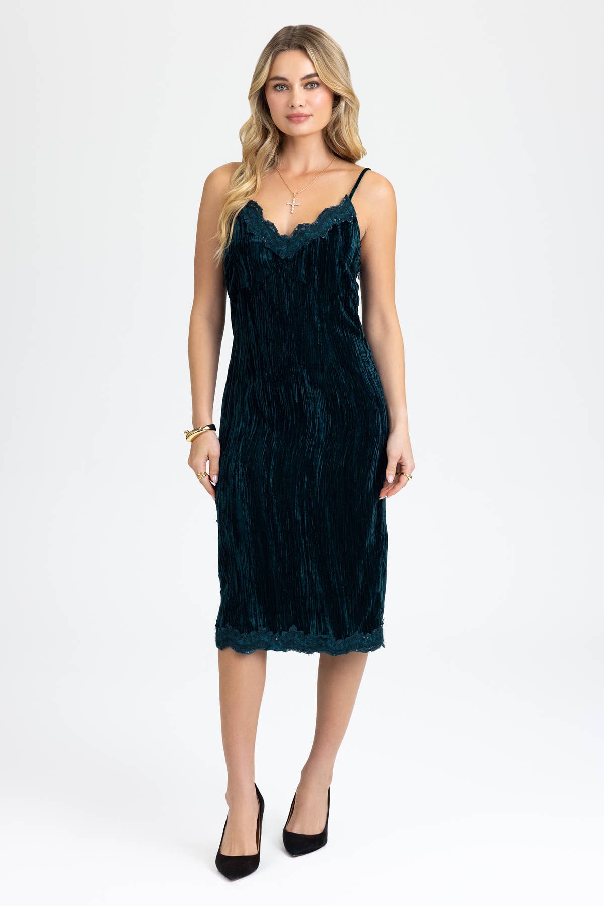 Miss Me - Wholesale Dress - Women's - CRUSHED VELVET MIDI DRESS - MD1862T7