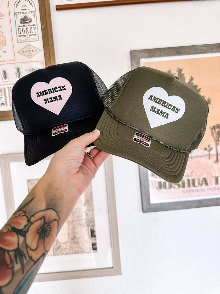 American Mama Trucker Hat for wholesale by DENVERCO.