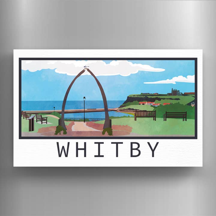 P7222 - Whitby Whale Arch Whale Jaw Bone Landscape Illustrat for wholesale by Vivid Squid Wholesale