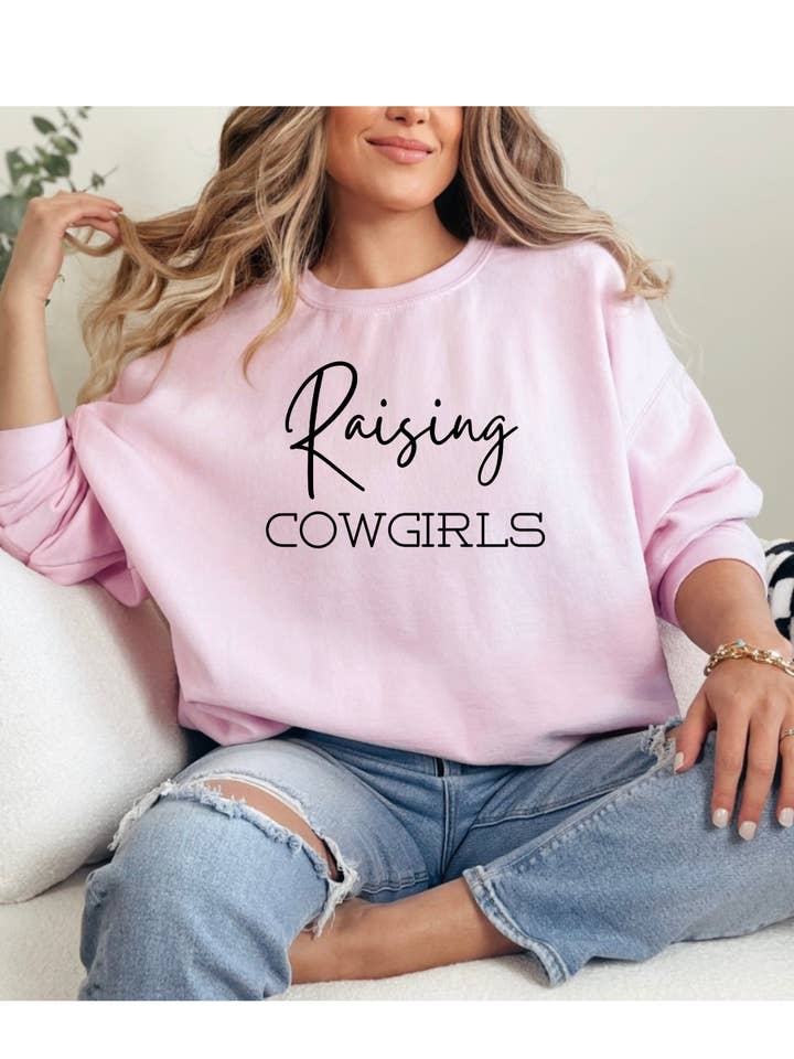 Raising Cowgirls Graphic Sweatshirt for wholesale by Rock n' Rodeo