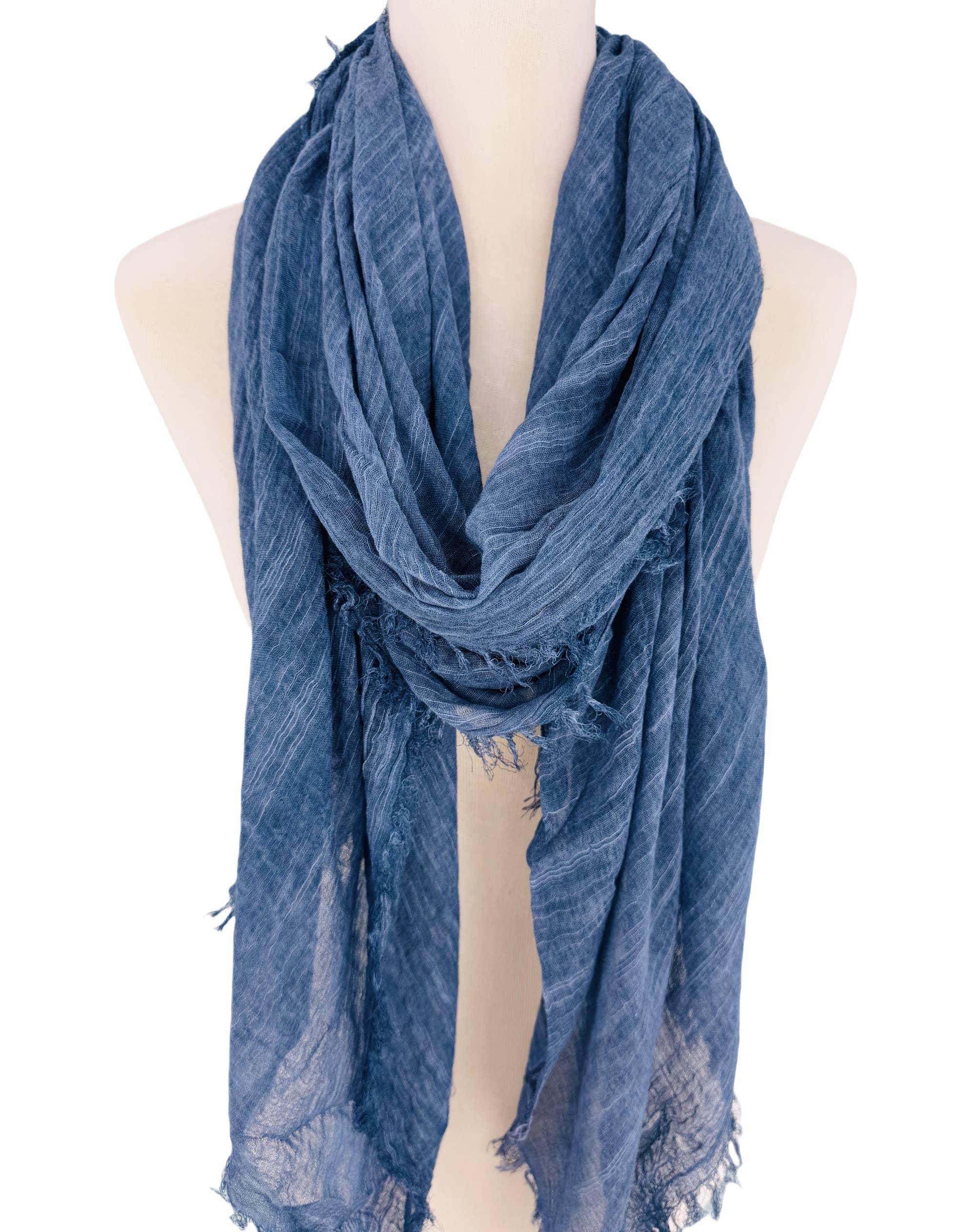 JC Sunny Fashion - Vente Écharpe – femme - Écharpe surdimensionnée en couleur unie délavée à la pierre avec bords bruts JC02103720