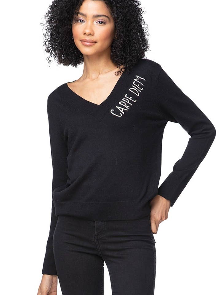 Eco Cotton V-Neck Sweater | Carpe Diem for wholesale by Golden Sun