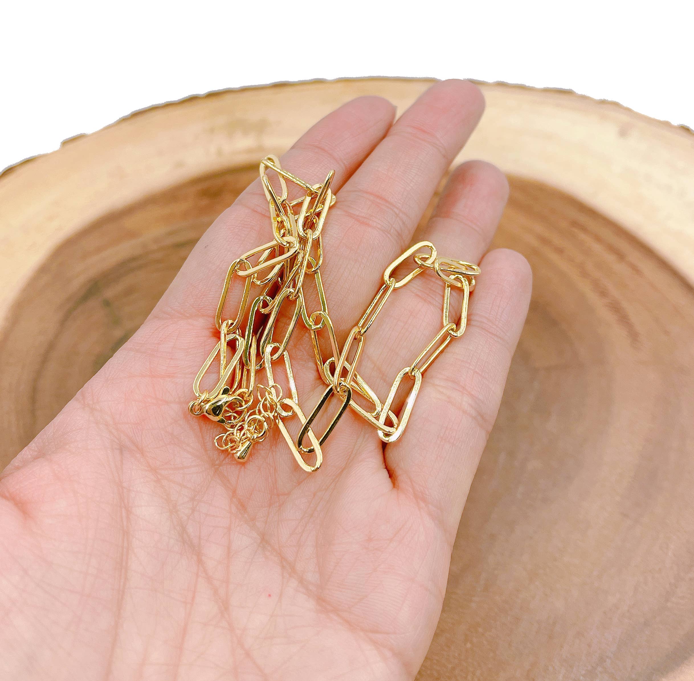 Beads Creation - Wholesale Link & Chain Necklace - Paper Clip Link Chain, Gold Filled Paperclip Necklace CH2552