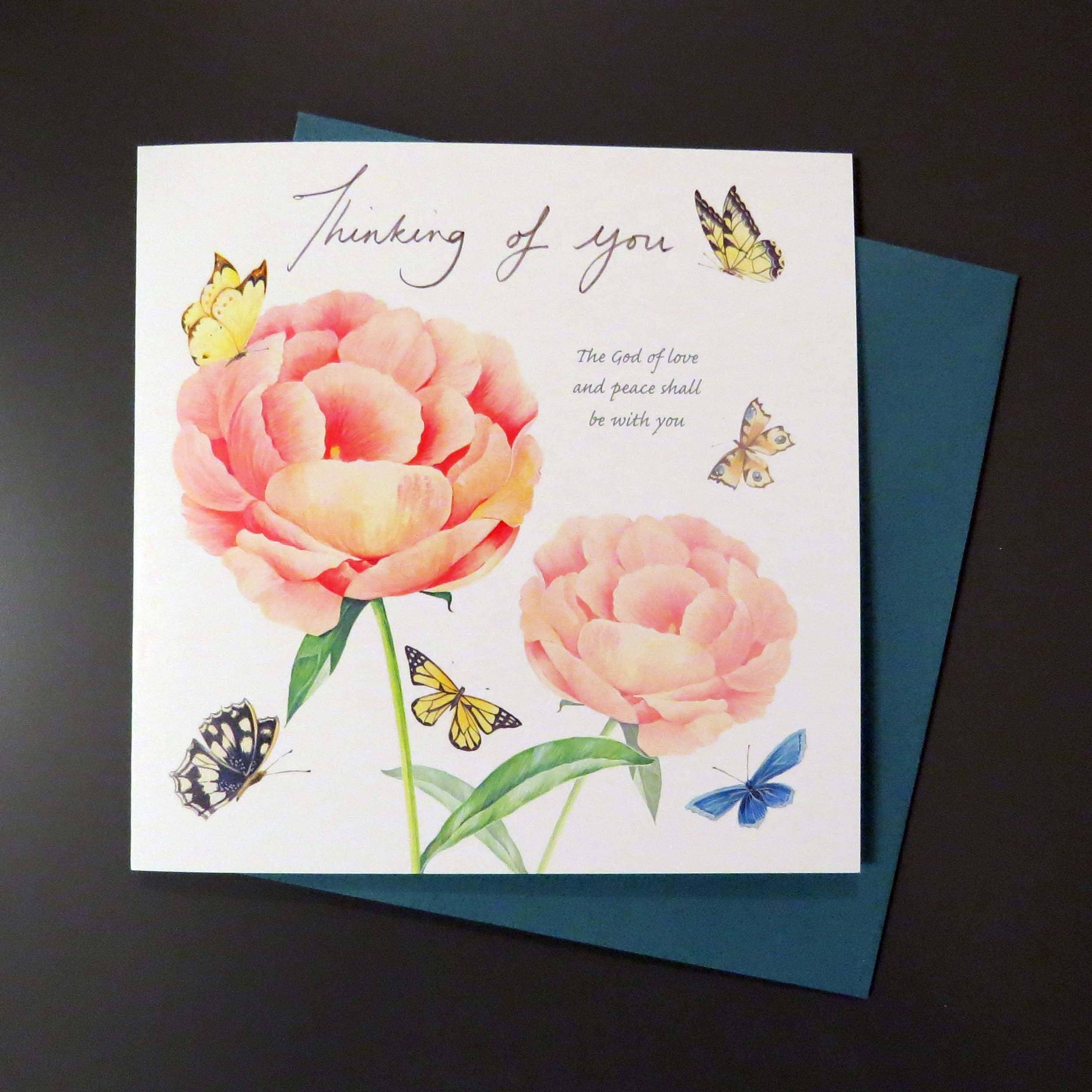 Forget-me-not Christian Cards - Wholesale Sympathy Card - Peonies Sympathy Card2