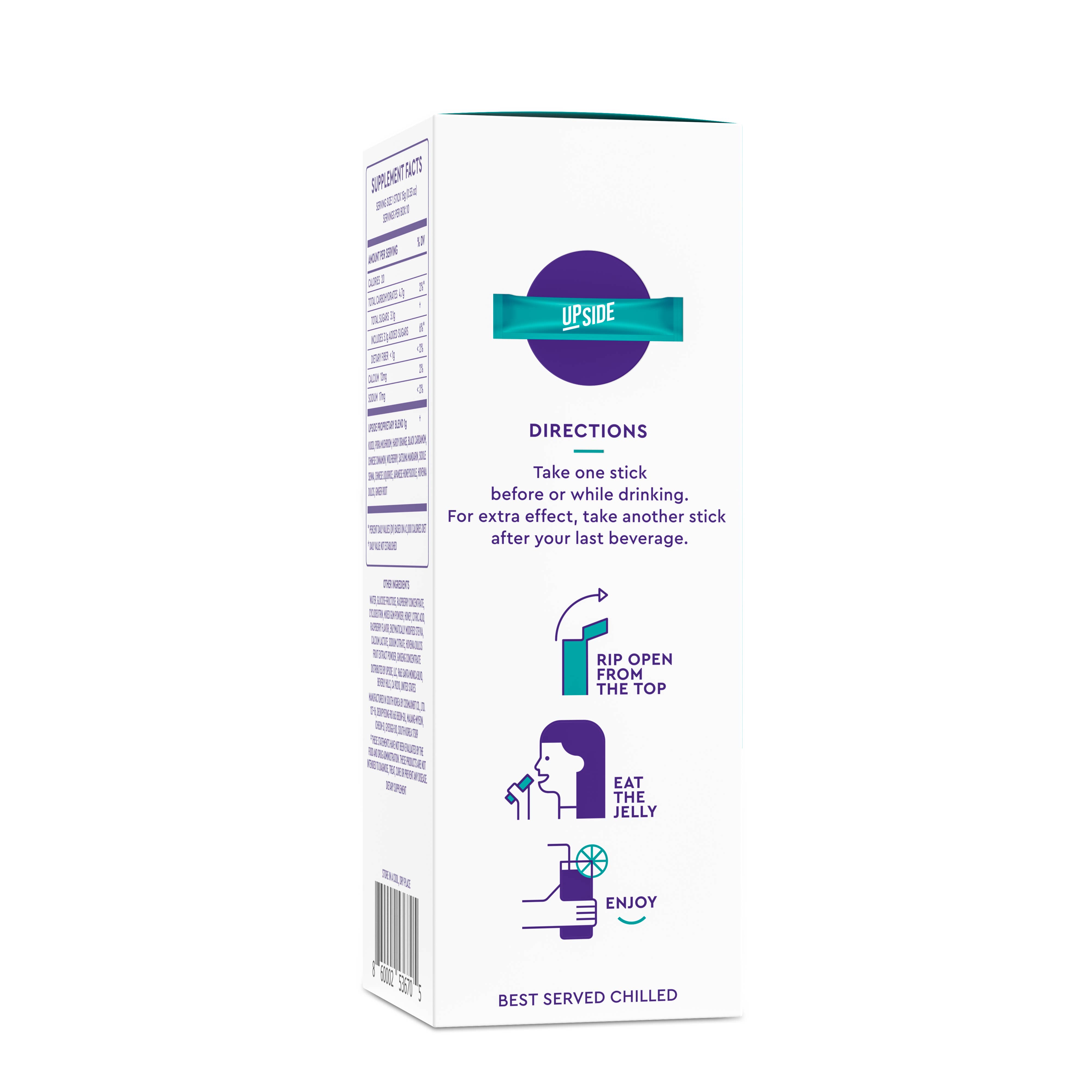 Upside - Before Alcohol Hangover Sticks – Großhandel Nahrungsergänzungsmittel/Vitamin zum Einnehmen – Upside Hangover-Sticks vor dem Trinken – Box (10 Stück)6