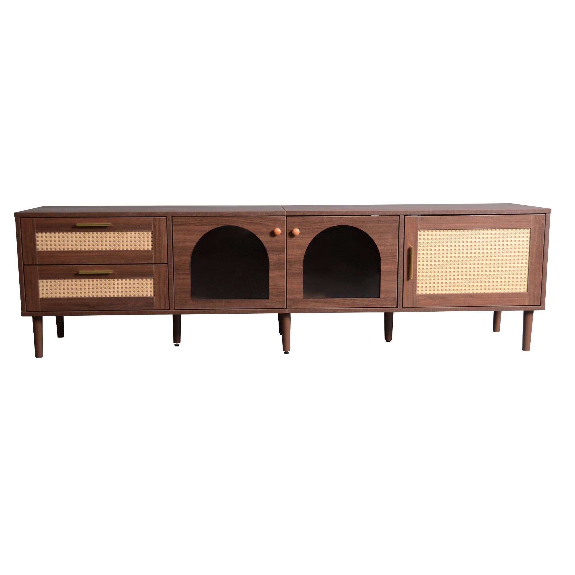 HOMYCASA DESIGN INC - Wholesale Console Table - Rattan TV Stand with LED Lights 3 Cabinets for 80" TVs18
