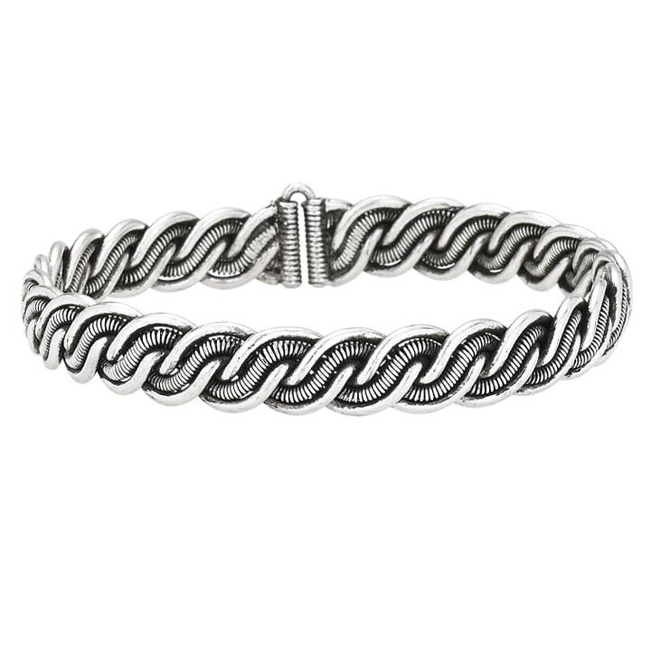 Bracelet en métal cuivre blanc tressé pour la vente par Tiger Mountain Jewelry