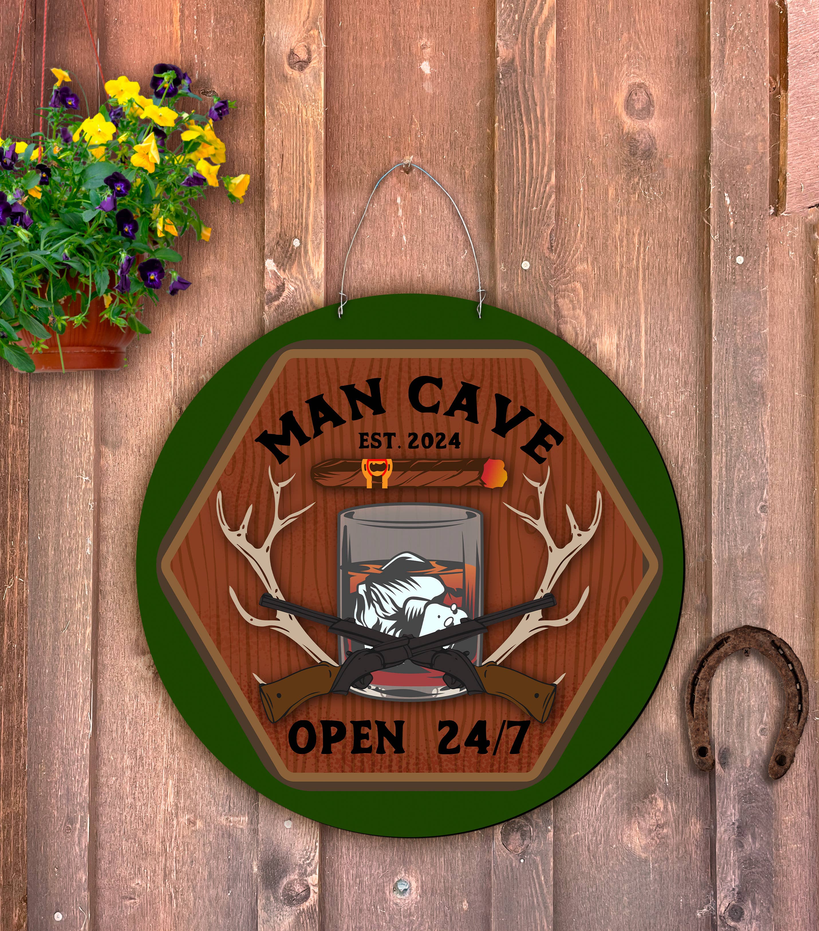 Steel Southern Designs – wholesale Door hanger – Outdoor Metal Art "Mancave" Sign0