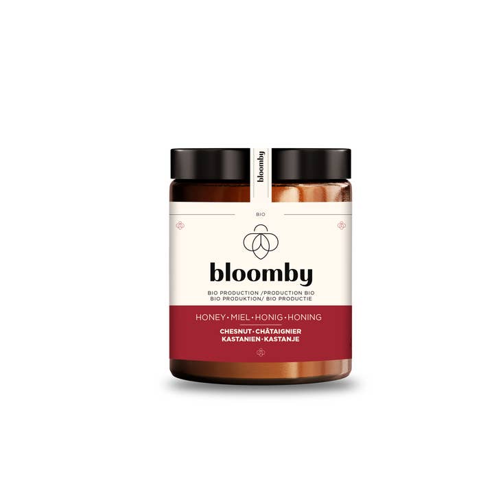 BLOOMBY Organic Chestnut Honey - Cristal 410g for wholesale by Miel La Puela