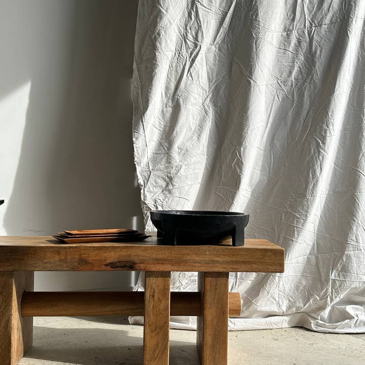 Office Objets - Wholesale Bench - Solid wood bench with openwork base crossed by a cylinder - Mango wood34