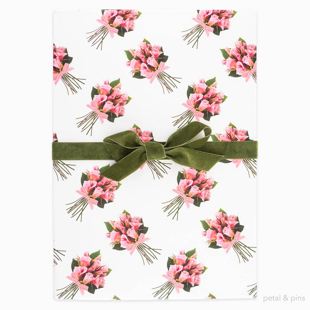 petal & pins - Wholesale Flat Wrap - Rose Posies Wrapping Paper1