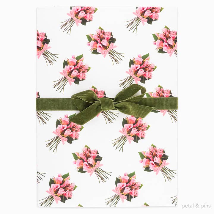 petal & pins - Wholesale Flat Wrap - Rose Posies Wrapping Paper1