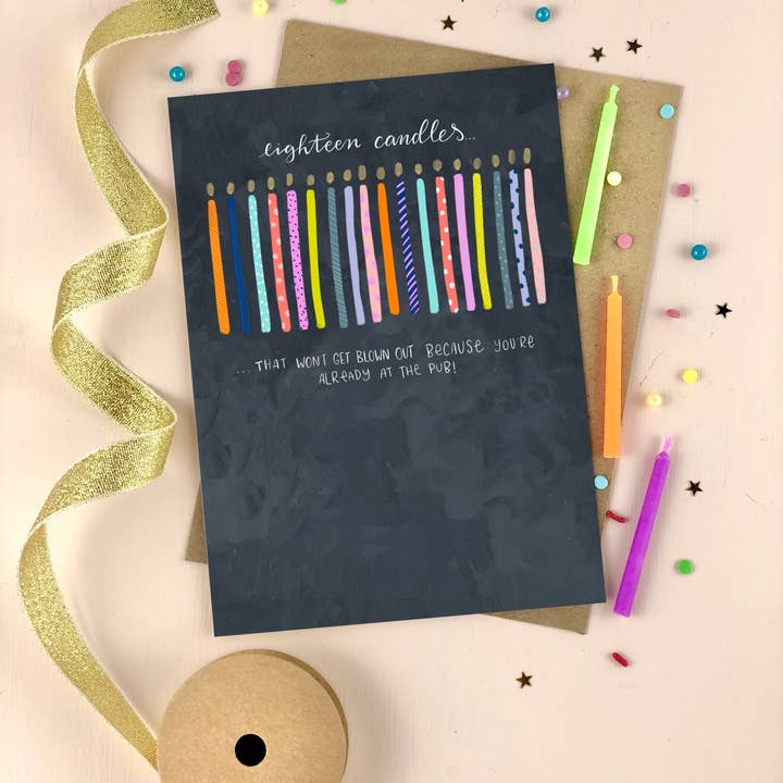 Cartão de feliz aniversário de dezoito velas por atacado de The Little Posy Print Company