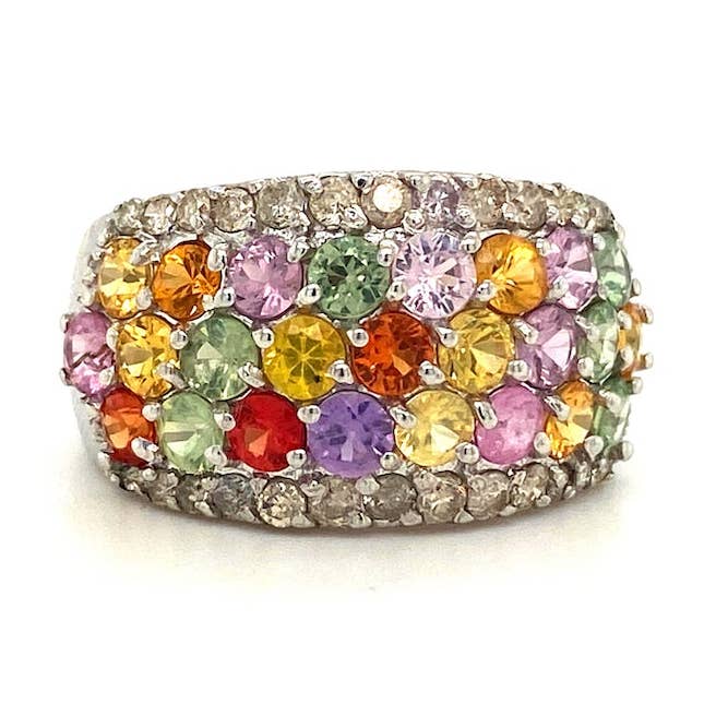 Multi Sapphire Ring in .925 Sterling Silver - KSR 15384 for wholesale by Kotawala Jewels