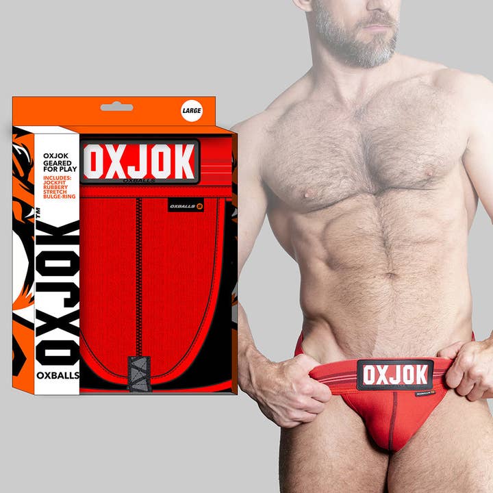 Sexology – wholesale Sex toy – Oxballs Oxjok Slingjock Upthrust Slider-Strap Jock Red Hot M