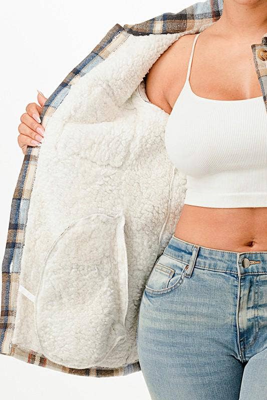 Color 5 – wholesale Skjortjacka/jackett – Dam – Flanellskjorta med rutmönster och foder av päls, med fickor.6