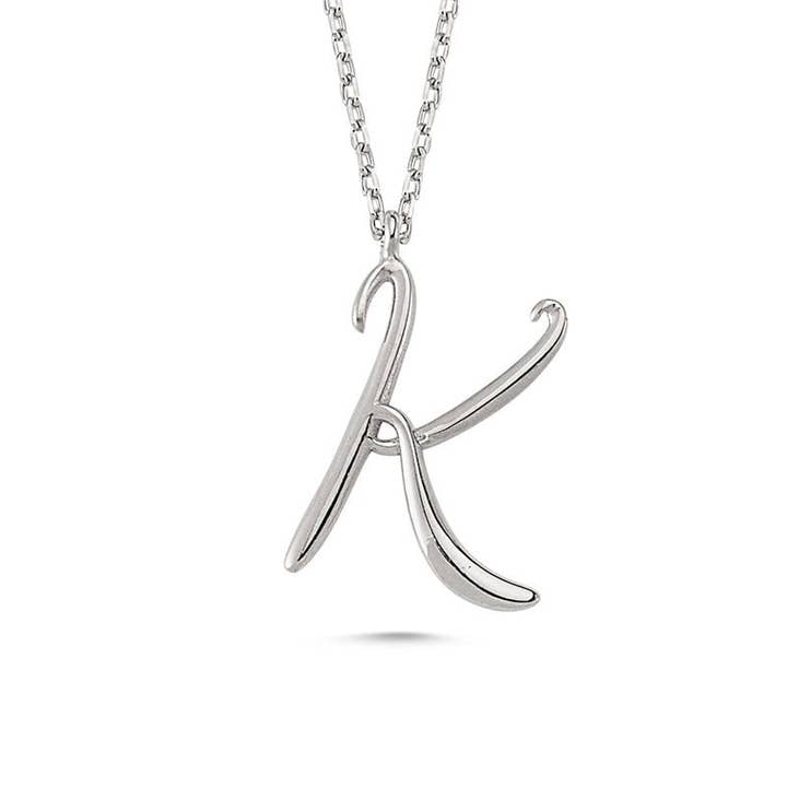 K Letter Mini Initial zilveren ketting voor wholesale door Amorium