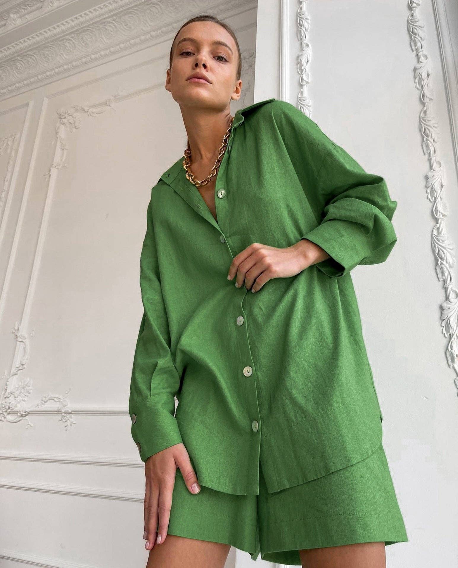 Sweetkama - Wholesale Lounge Set - Women's - Ladies Solid Color Shirt Shorts 2PCS Set 2S1612B1