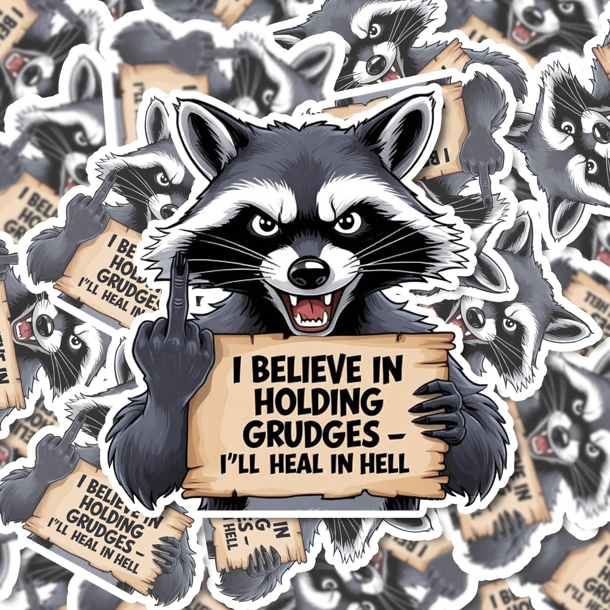 PiggyPrintStickers – wholesale Sticker – Raccoon Grudge Sticker | I'll Heal in Hell Sticker3