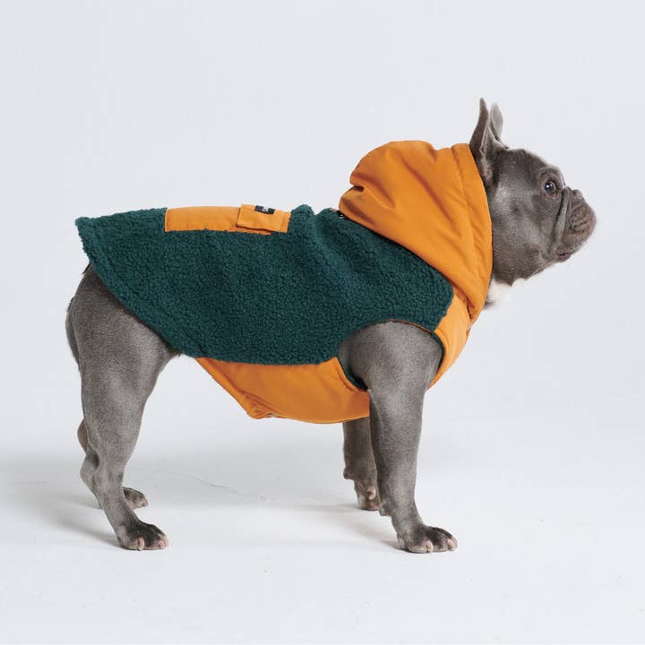 Spark Paws - Wholesale Pet Jacket - Dog - Reversible Jacket - Green and Orange1