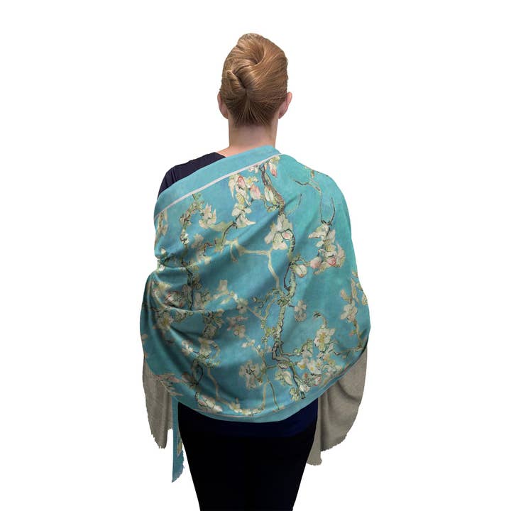 RainCaper - Wholesale Scarf - Women's - Fine Art Silk Blend Shawl van Gogh Almond Blossom2
