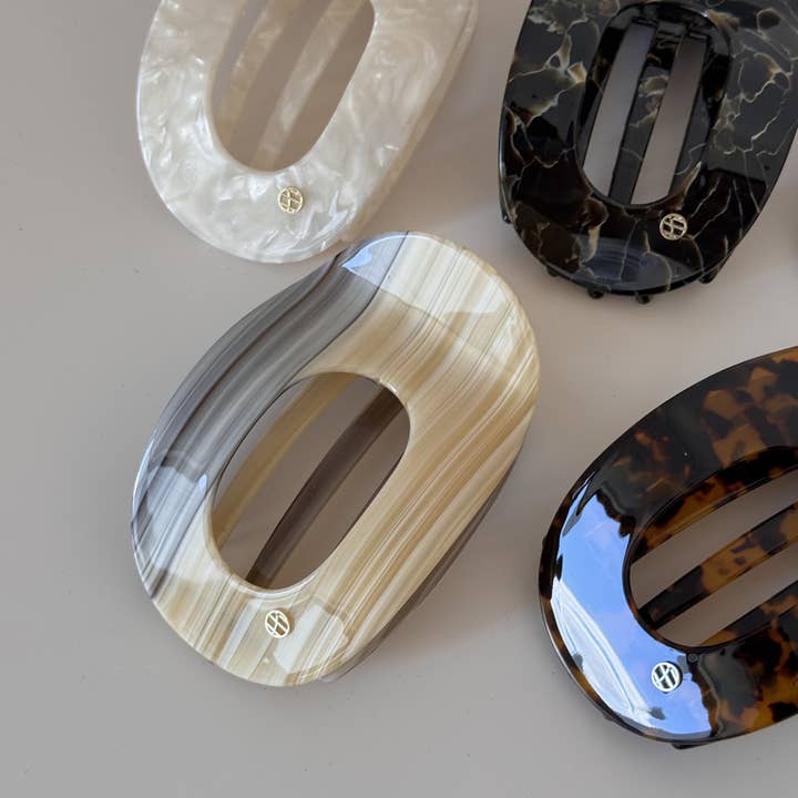 SoapElenGlen - Wholesale Hair Clip - Women's - Elegant Oval Hair Claw, Tortoise & Marble Pattern Hair Clip5