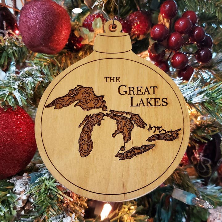 Grote Meren Nautische kaart Kerstversiering voor wholesale door Sea & Soul Nautical Chart Art