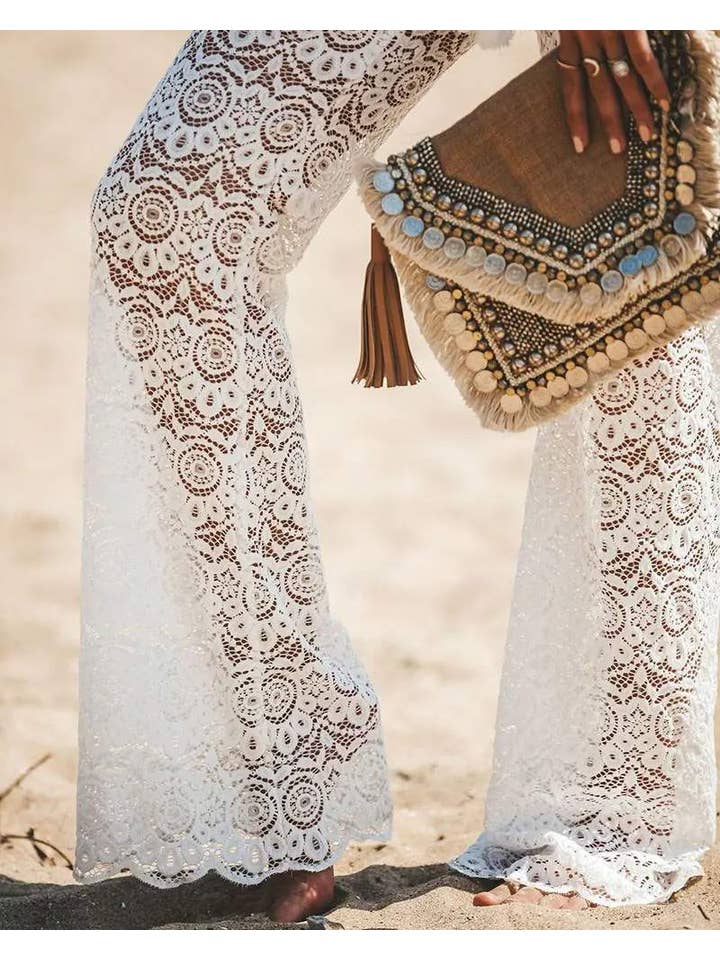 Queen Fashion – Engroshandel Strandbadekåbe – Dame – hule hæklede blondebukser med snor6