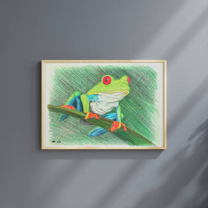 Hannah Kate Makes - Wholesale Art Print - Red Eyed Tree Frog Art Print - Cedric Sammakko - A51