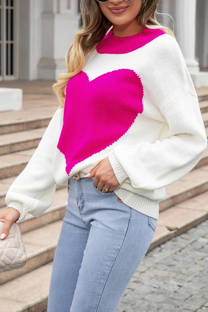 Comely Fashion - Wholesale Knit Sweater - Women's - Heart Pattern Knit Valentine Pullover Sweater7