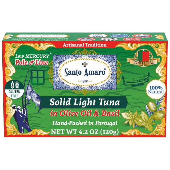 Pole and Line Wild Tuna Fillets in Virgin Olive Oil & Basil for wholesale by SANTO AMARO