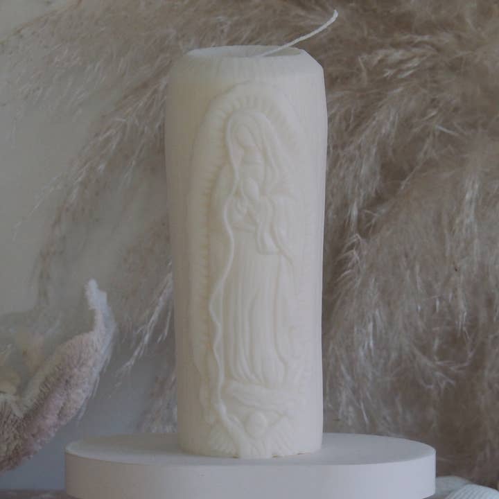 Mother Mary pillar candle in soy candle for wholesale by Candles Wholesale Au