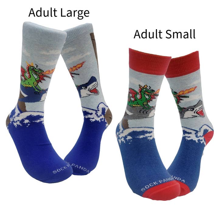 Dragon Riding a Shark sokken van de Sock Panda voor wholesale door Sock Panda