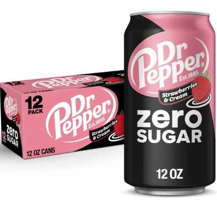 Zero Zucker - Dr Pepper Erdbeeren und Sahne Soda 12 Floz für den Großhandel von iSweet.ca