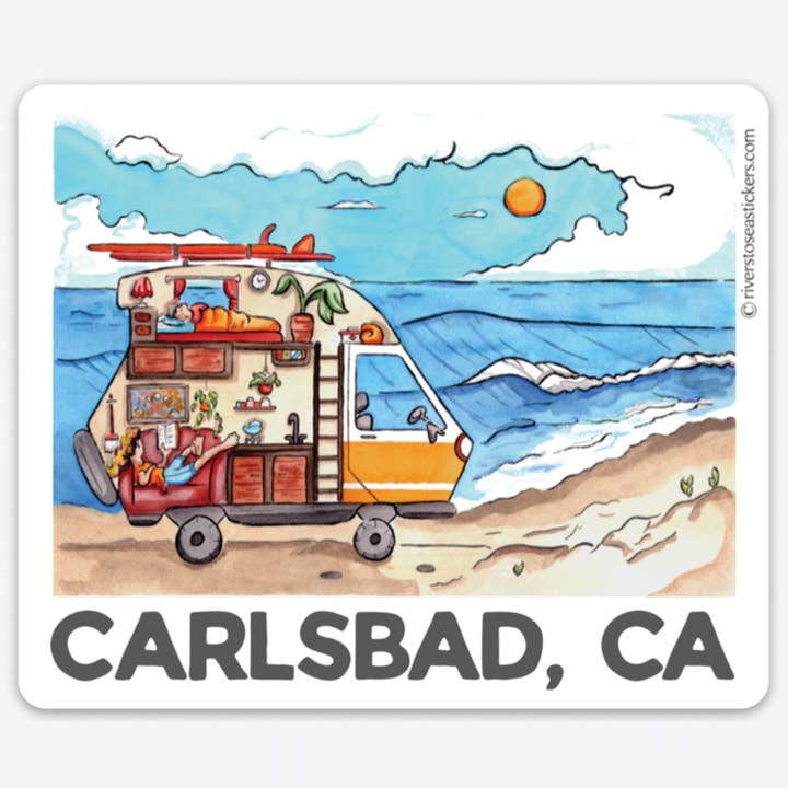 Carlsbad Van Girls für den Großhandel von Drew Madden Art Stickers