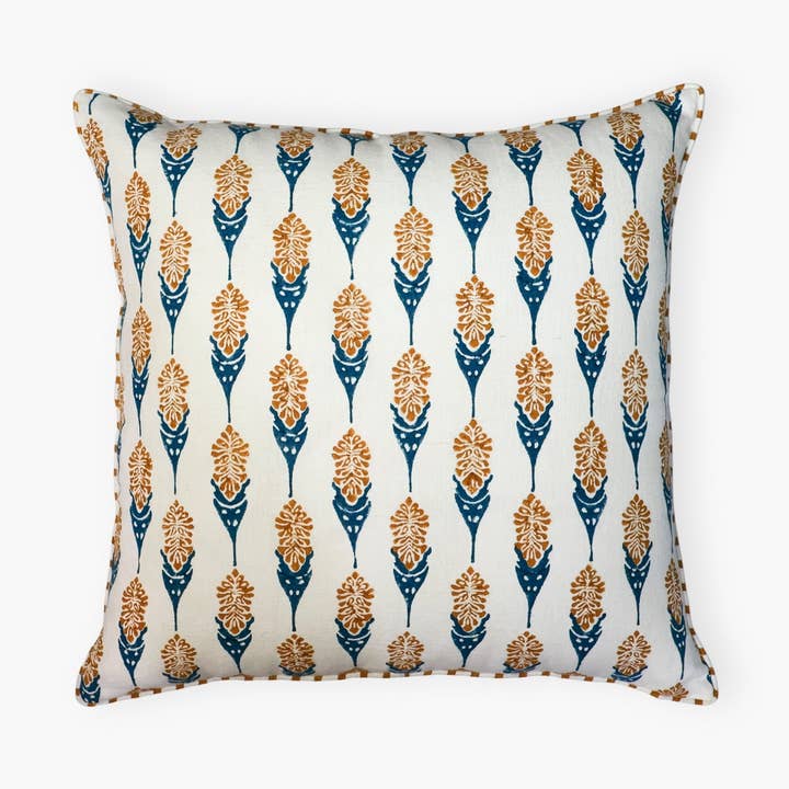 Bahaar Kissenbezug - Ingwer & Blau für den Großhandel von Banyan & Birch | Artisanal Home Linens