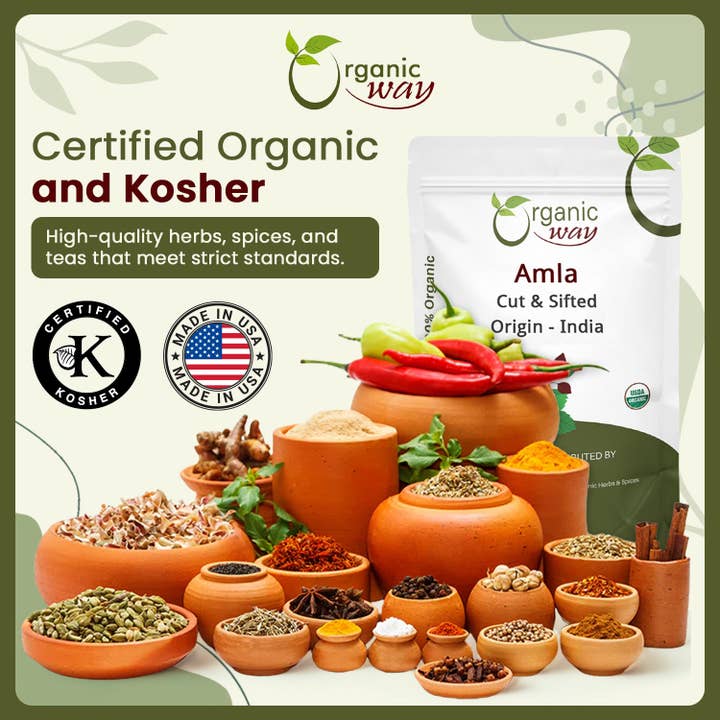 Organic Way LLC – Ervas por atacado – Amêndoa Seca/Emblica Officinalis Cortada e Peneirada (Phyllanthus emblica) - Certificado Kosher | Cru, Vegan, Não OGM e Sem Glúten | Certificado USDA | Origem - Índia7