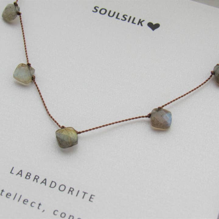 Soulsilk - Wholesale Beaded/Pearl Necklace - Labradorite 5 Stone Necklace- Intuition