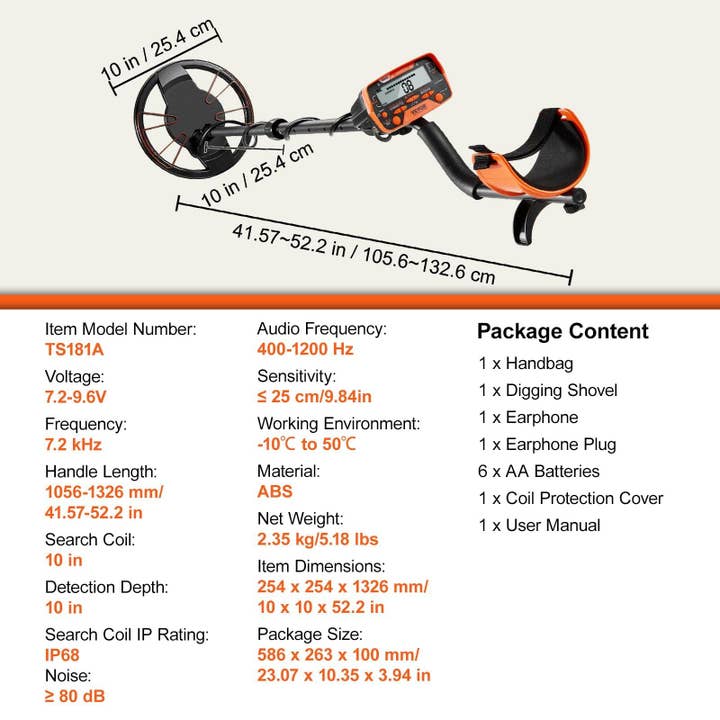 Hard Rock Health Stores - Wholesale Sporting Accessories - Metal Detector for Adults & Kids, 10 Inch Waterproof Search Coil with LCD Display 7 Modes, Adjustable 41''-52'' Aluminum Stem, DSP Chip Higher Accuracy Gold Detector 10'' Detection Depth6