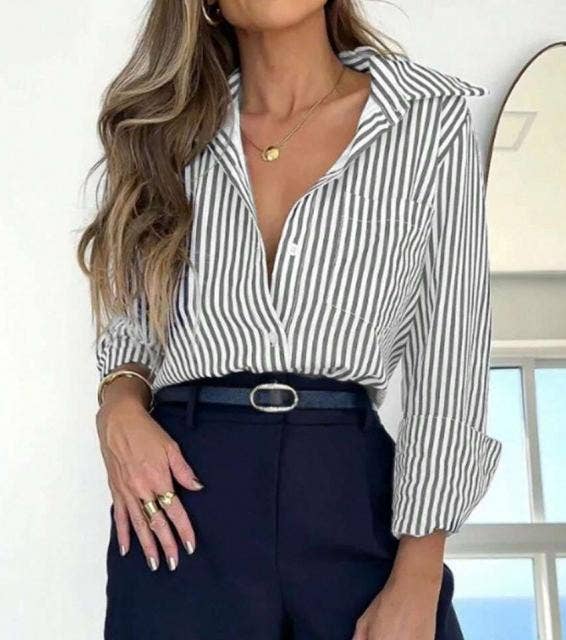 Rosa Clothing - Wholesale Shirt - Women's - Long-sleeved striped shirt7